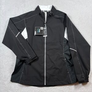 FootJoy Hydrolite Rain Jacket Womens XL Black Packable Water & Windproof Golf